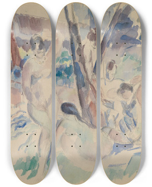 Triptych art skateboard deck of Rik Wouters Figures In The Forest by Rik Wouters (1882-1916)