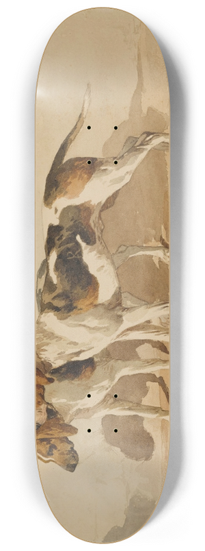 Alfred De Dreux - Two beagles 8.25 inch art skate deck