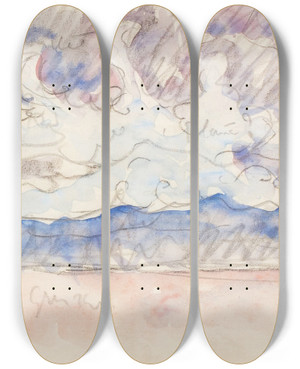 Triptych art skateboard deck of Paul Signac Etude De Ciel by Paul Signac (1863-1935)