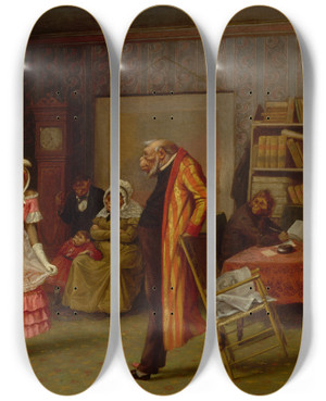 Triptych art skateboard deck of William Holbrook Beard The Runaway Match by William Holbrook Beard (1824-1900)