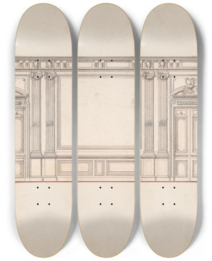 Triptych art skateboard deck of Charles Monblond Design For Wall Panelling by Charles Monblond (19-)
