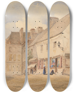 Triptych art skateboard deck of Ambrose Poynter Avranches by Ambrose Poynter (1796-1886)