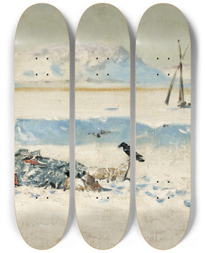 Triptych art skateboard deck of Vasily Vereshchagin The Fallen Soldier by Vasily Vereshchagin (1842-1904)