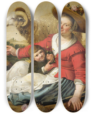 Triptych art skateboard deck of Jacob Gerritsz Cuyp The Shepherdess by Jacob Gerritsz Cuyp (1594-1652)
