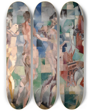Triptych art skateboard deck of Robert Delaunay La Ville De Paris_1 by Robert Delaunay (1885-1941)