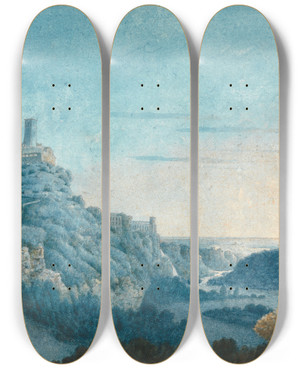 Triptych art skateboard deck of Thomas Jones Tivoli by Thomas Jones (1742-1803)