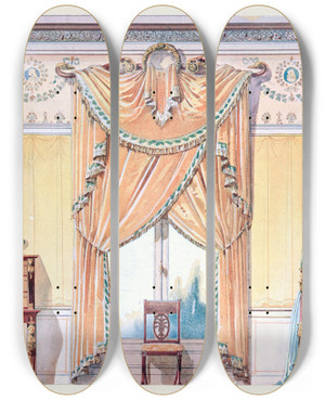Triptych art skateboard deck of Georges Rmon Chambre Empire_2 by Georges Remon (1889-1963)