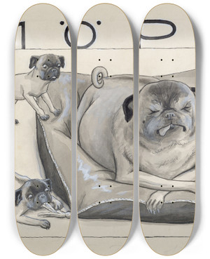 Triptych art skateboard deck of Thomas Theodor Heine Mpse by Thomas Theodor Heine (1867-1867)