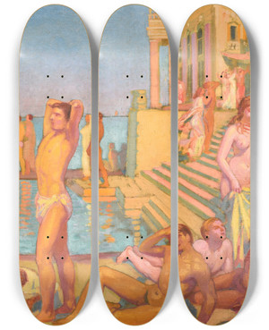 Triptych art skateboard deck of Maurice Denis Les Captifs by Maurice Denis (1870-1943)