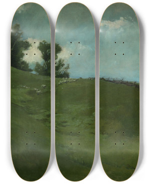 Triptych art skateboard deck of John White Alexander Landscape Cornish Nh by John White Alexander (1856-1915)