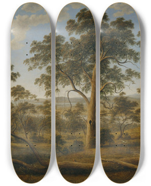 Triptych art skateboard deck of John Glover Launceston And The River Tamar by John Glover (1767-1849)