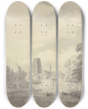 Triptych art skateboard deck of Paulus Van Liender Rotterdam by Paulus Van Liender (1731-1797)