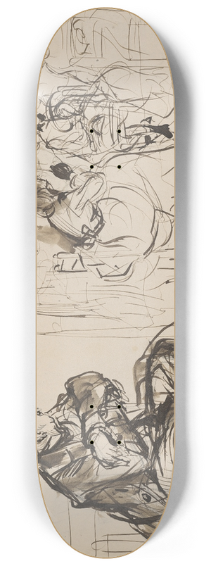 Alfred Dehodencq - Scene at a Paris Cafe 8.25 inch art skate deck