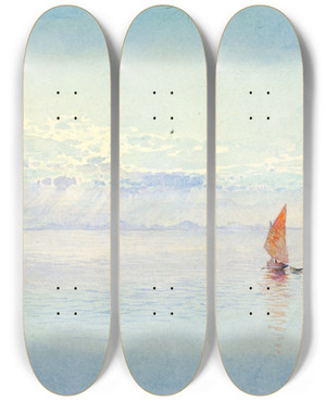 Triptych art skateboard deck of George Elbert Burr Venice_1 by George Elbert Burr (1859-1939)