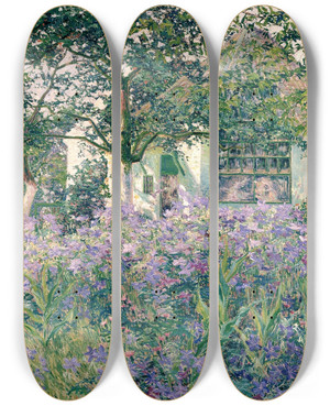 Triptych art skateboard deck of Anna De Weert Mijn Atelier In Juni by Anna De Weert (1867-1950)
