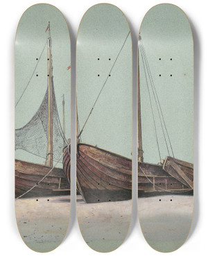 Triptych art skateboard deck of William Stanley Haseltine Blankenbergh by William Stanley Haseltine (1835-1900)