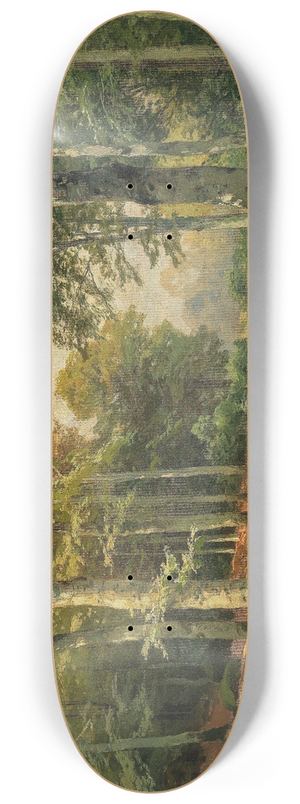 Heinrich Bhmer - A Sun-Lit Forest with a Roe Deer 8.25 inch art skate deck