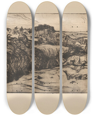 Triptych art skateboard deck of Roderic Oconor Paysage Sur La Cte by Roderic Oconor (1860-1940)