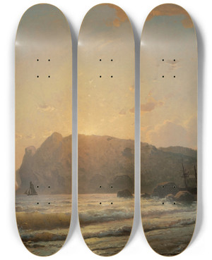 Triptych art skateboard deck of Carl Frederik Srensen Days End by Carl Frederik Sorensen (1818-1879)