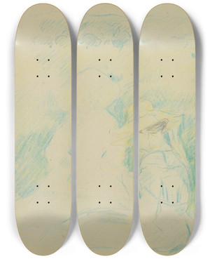 Triptych art skateboard deck of Berthe Morisot Two Women by Berthe Morisot (1841-1895)