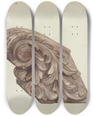 Triptych art skateboard deck of Hazel Hyde Billethead_1 by Hazel Hyde