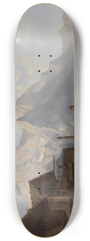 Heinrich Brkel - Gebirgsdorf mit Brunnen. Im Hintergrund das Wettersteingebirge 8.25 inch art skate deck