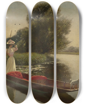 Triptych art skateboard deck of Frank Percy Wild Charting A Course by Frank Percy Wild