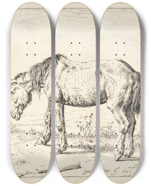 Triptych art skateboard deck of Paulus Potter To G by Paulus Potter (1625-1654)