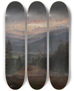 Triptych art skateboard deck of Johan Christian Dahl View Over Hallingdal_2 by Johan Christian Dahl (1788-1857)