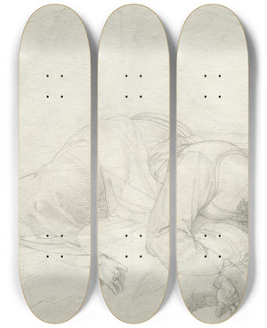 Triptych art skateboard deck of Johann Evangelist Scheffer Von Leonhardshoff Saint Cecilia by Johann Evangelist Scheffer Von Leonhardshoff (1795-1822)