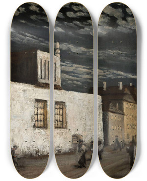 Triptych art skateboard deck of Wacaw Jzef Koniuszko Synagogue by Waclaw Jozef Koniuszko (1854-1900)