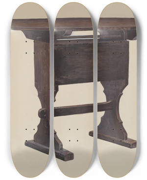 Triptych art skateboard deck of Ernest A Towers Jr Dining Room Table by Ernest A Towers Jr (20-)