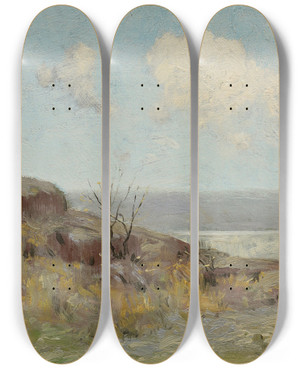 Triptych art skateboard deck of Julian Onderdonk Rocky Hillside Quiet Pool by Julian Onderdonk (1882-1922)