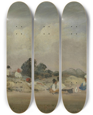 Triptych art skateboard deck of Frederick Waters Watts Haymakers Resting by Frederick Waters Watts (1800-1870)