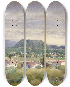 Triptych art skateboard deck of William Henry Holmes In Mexico by William Henry Holmes (1846-1933)