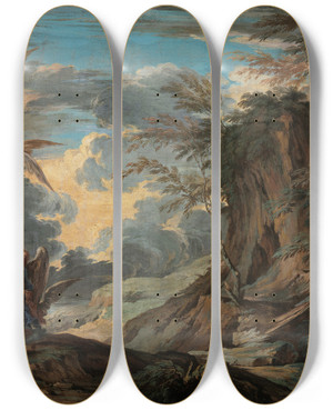 Triptych art skateboard deck of Joseph Goupy Jacobs Dream by Joseph Goupy (1686-1770)