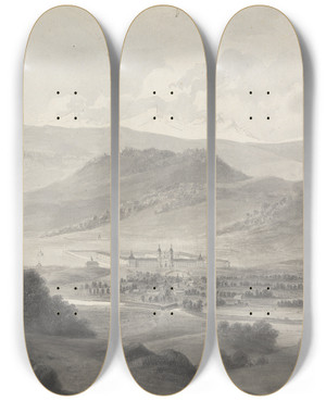 Triptych art skateboard deck of Isaac Weld Einsiedein Switzerland by Isaac Weld (1774-1856)