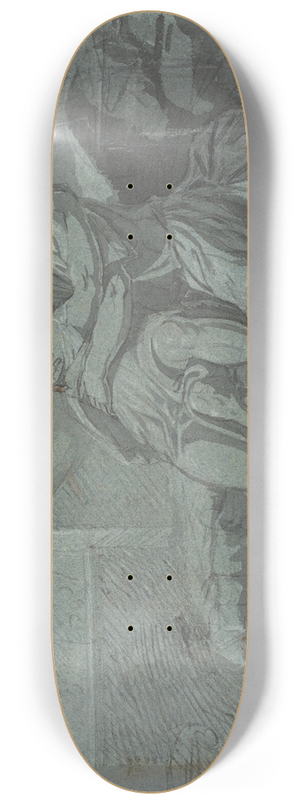 Heinrich Friedrich Fger - Embracing Lovers in Classical Dress  A Woman in Classical Dress Looking Up 8.25 inch art skate deck