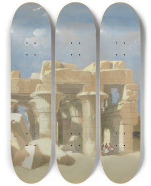 Triptych art skateboard deck of David Roberts View Of Kom Ombo by David Roberts (1796-1864)
