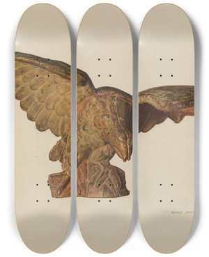 Triptych art skateboard deck of Adolph Opstad Gatepost Finial by Adolph Opstad