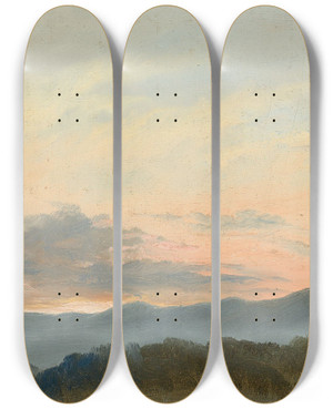 Triptych art skateboard deck of Carl Gustav Carus Wolkenstudie_2 by Carl Gustav Carus (1789-1869)