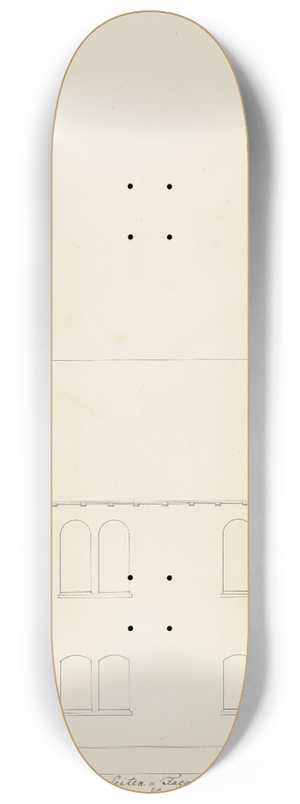 Heinrich Hbsch - Seitenansicht einer Kirche fr die Gemeinde Friedrichsdorf 8.25 inch art skate deck