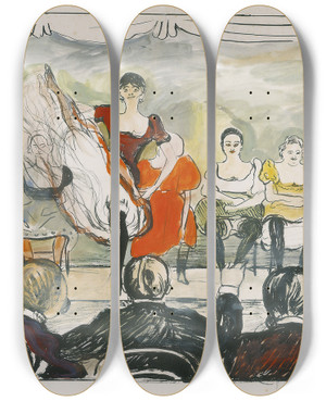 Triptych art skateboard deck of Edvard Munch Tingletangle by Edvard Munch (1863-1944)