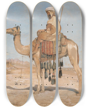 Triptych art skateboard deck of John Frederick Lewis A Bedouin Encampment Or Bedouin Arabs by John Frederick Lewis (1805-1876)