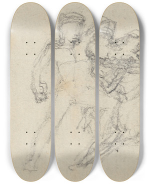 Triptych art skateboard deck of John Flaxman Battle Between Man And Centaur by John Flaxman (1755-1826)