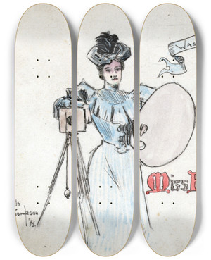 Triptych art skateboard deck of Mills Thompson Miss Frances Benjamin Johnston Washington Dc July 19 by Mills Thompson (19-20-)