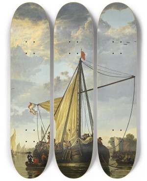 Triptych art skateboard deck of Aelbert Cuyp The Maas At Dordrecht by Aelbert Cuyp (1620-1691)