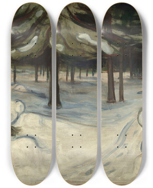 Triptych art skateboard deck of Edvard Munch Winter by Edvard Munch (1863-1944)