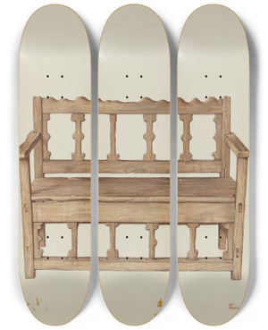 Triptych art skateboard deck of Hal Blakeley Bench_1 by Hal Blakeley