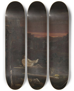 Triptych art skateboard deck of Thomas Cole Dead Rising From Tombs by Thomas Cole (1801-1848)